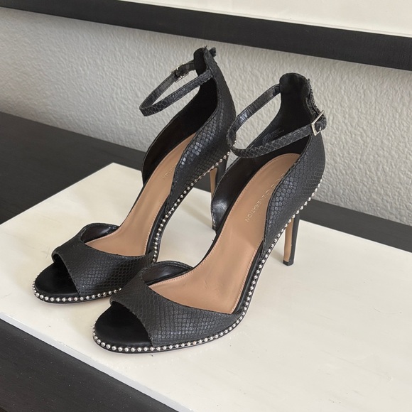 BCBGeneration Black Peep-Toe Heels with Ankle Strap - Picture 1 of 6
